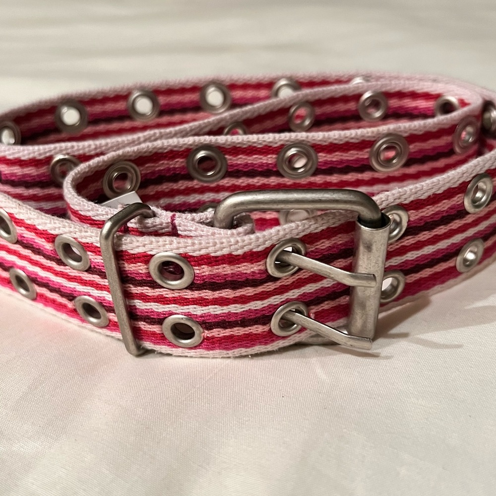 AEROPOSTALE Multi color striped silver tone Belt Style 3902 Womens 36” x 1.5” - Picture 7 of 7